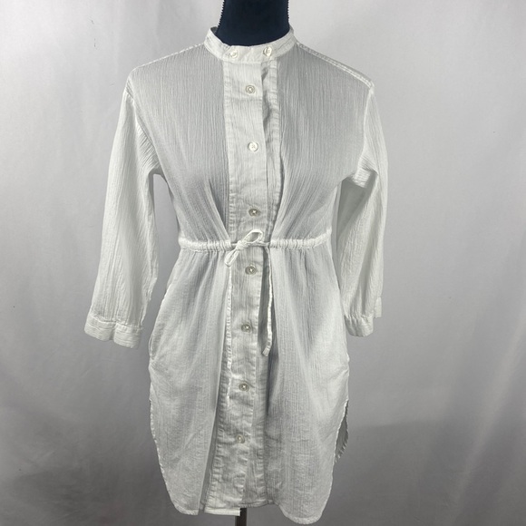 French Connection 100% Linen Long Sleeve Button Down Dress - Picture 1 of 6